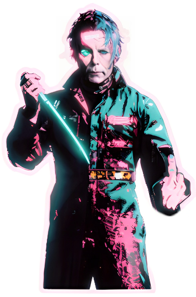 michael myers cyberpunk style, sticker, sticker