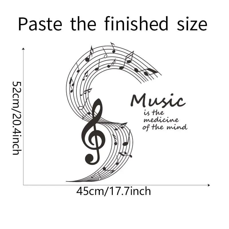 Large Music Notes Wall Decal Set 20×18 Inch Vinyl Lovers Mural for Wall, Kitchen
