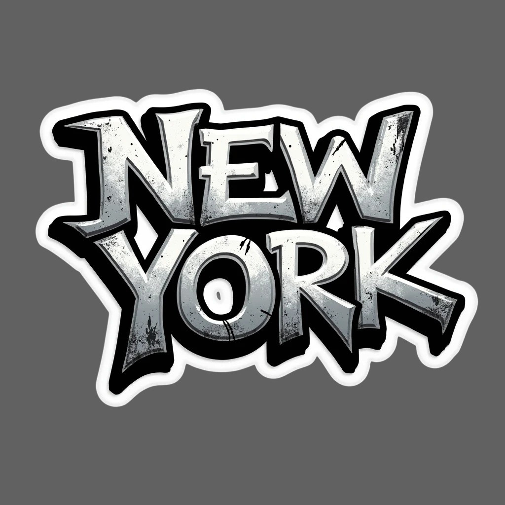 New York Sticker Vinyl Decal Grunge Metallic Urban Style Laptop Car USA