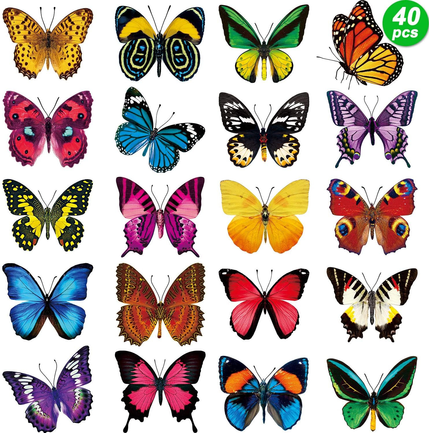 Outus 40 Pieces Butterfly Anti-Collision Window Stickers Christmas Decor Butterf