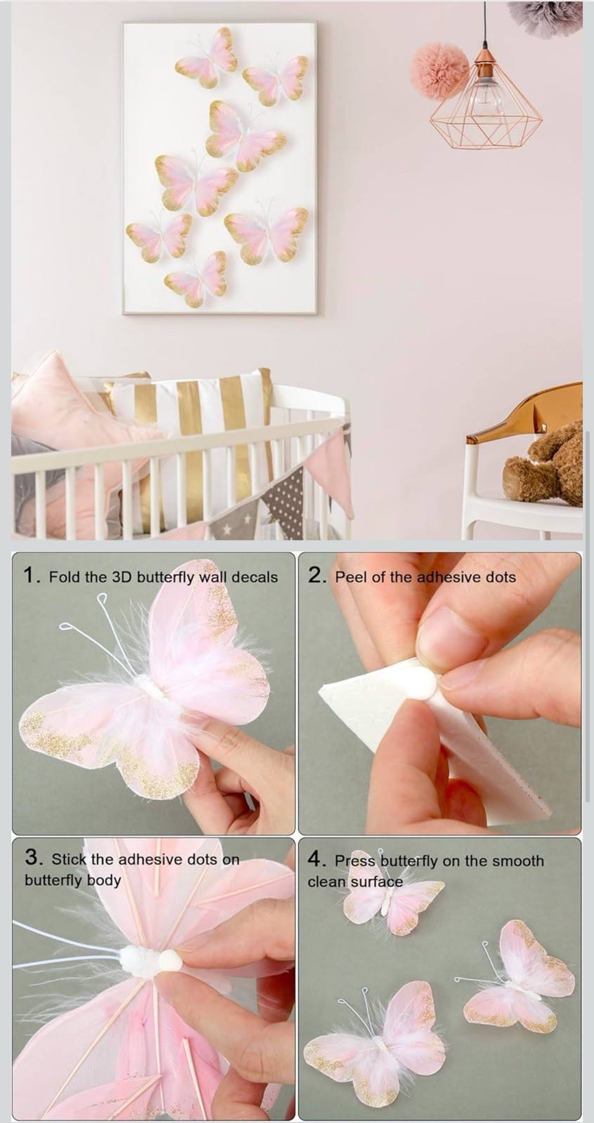 Butterfly Wall Decor 24 PCS, 3D Butterflies Stickers For Party Decorations