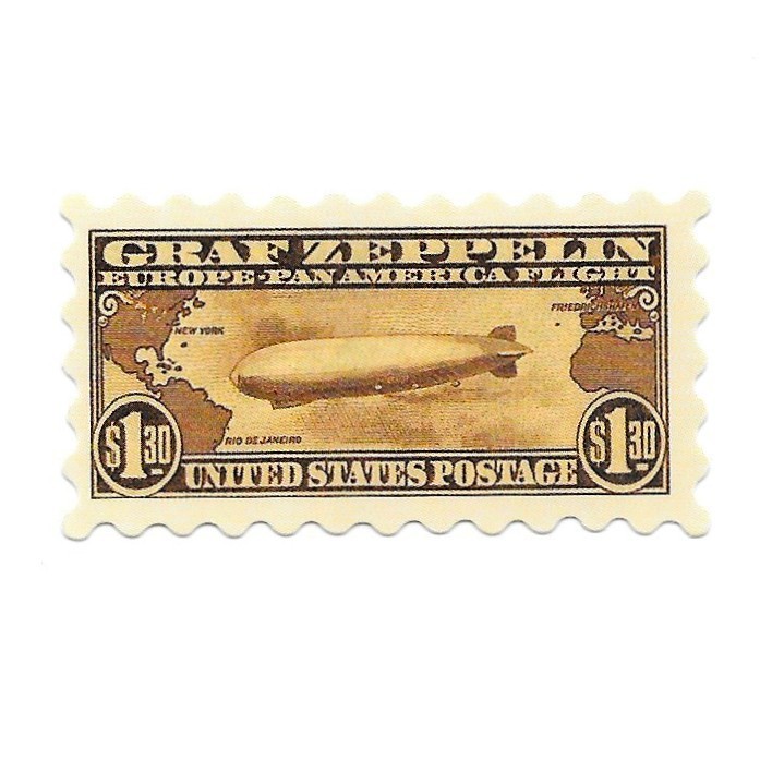 US Graf Zeppelin Postage Stamp Sticker Vintage Airship Europe Pan America Decal