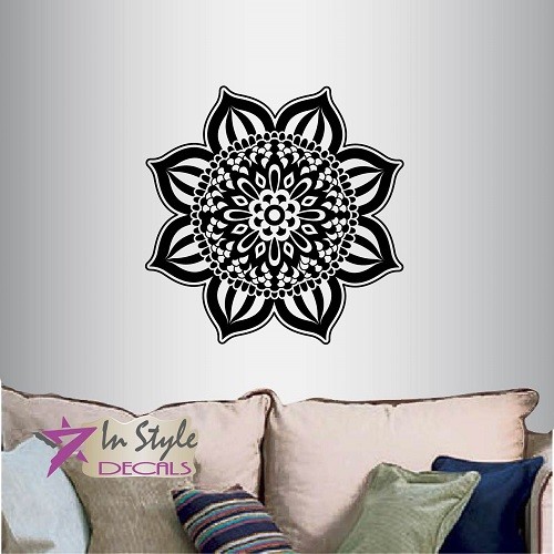 Vinyl Decal Indian Mandala Flower Pattern Ornament Yoga Room Wall Sticker 96