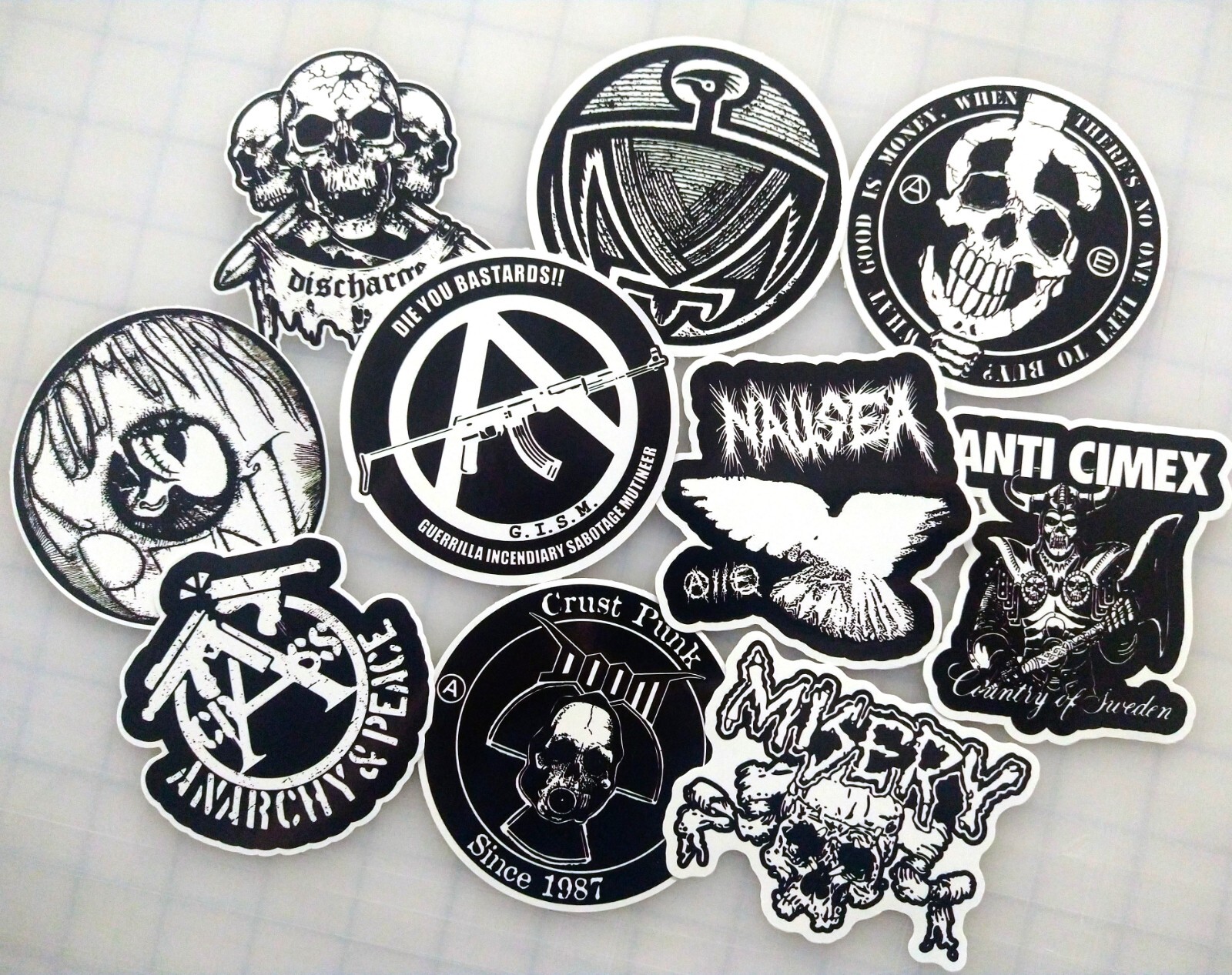 Crust Punk Vinyl Sticker Lot (10 Stickers) SET 1 anarcho grindcore hardcore oi!