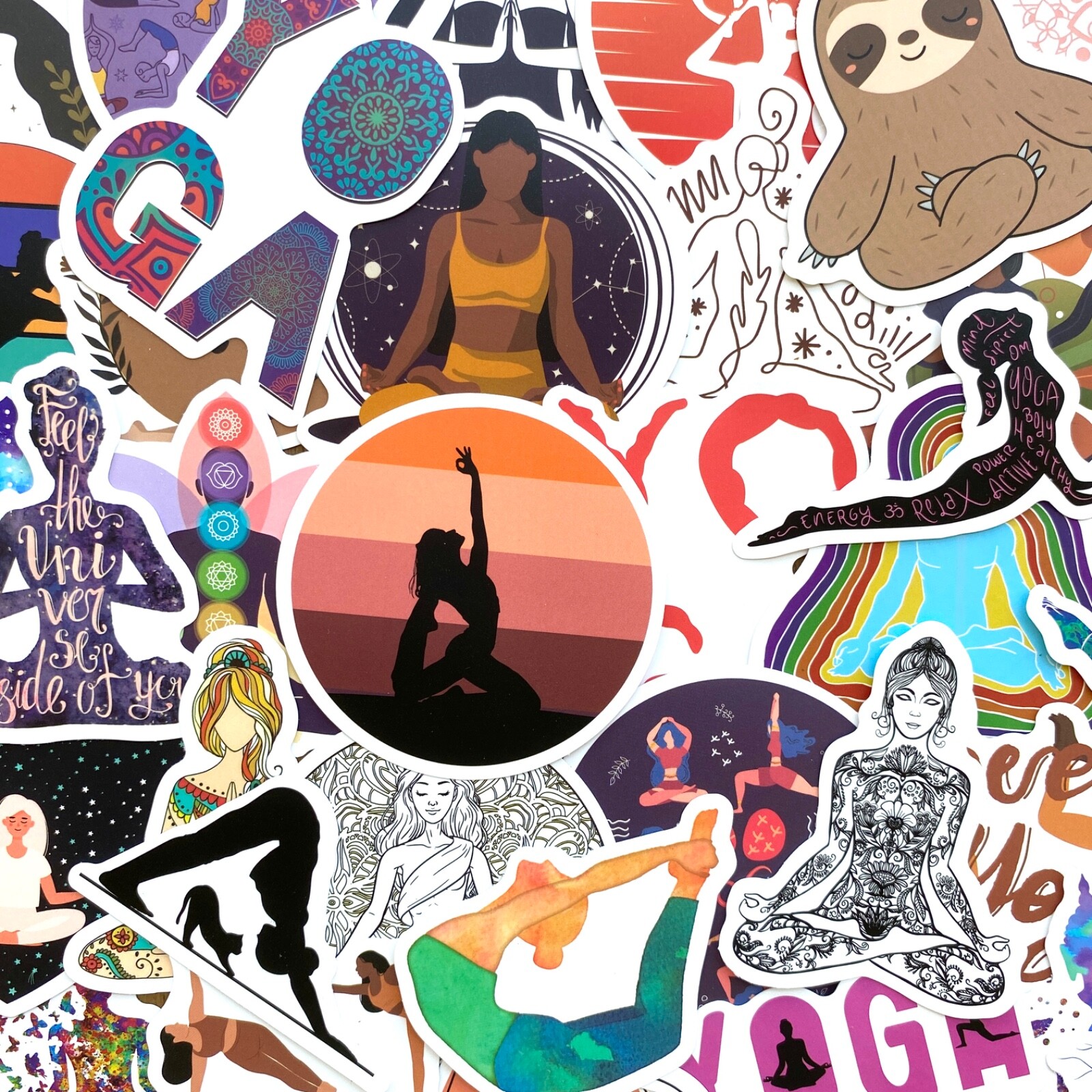 50 pcs Yoga Lover Stickers, Aesthetic Cute Nature Art Waterproof Vinyl Decals
