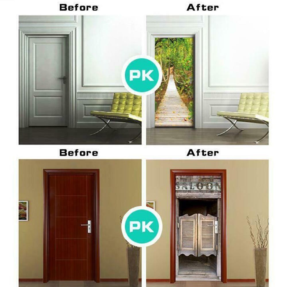 Waterproof 3D Self-Adhesive Stained Glass Door Sticker Decals Murals Home Decor
