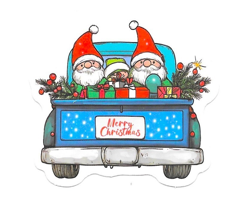Merry Christmas Gnome Truck Sticker Gifts Vinyl Die Cut Scrapbooking Journal