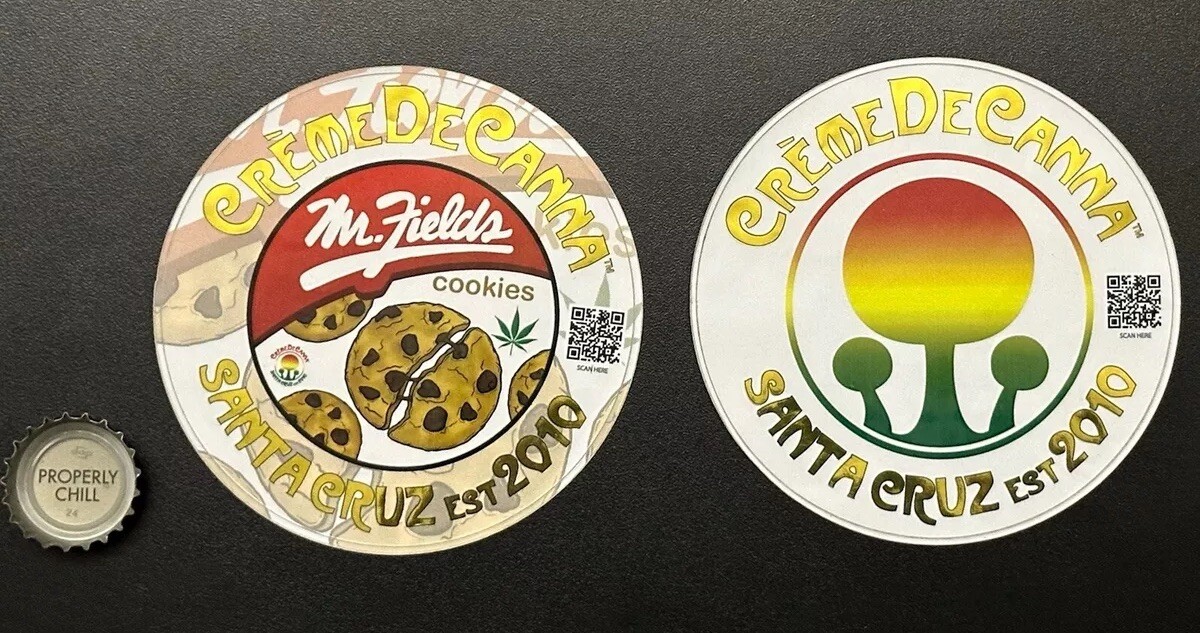 Crème De Canna Santa Cruz Marijuana Cannabis Brand Stickers x2