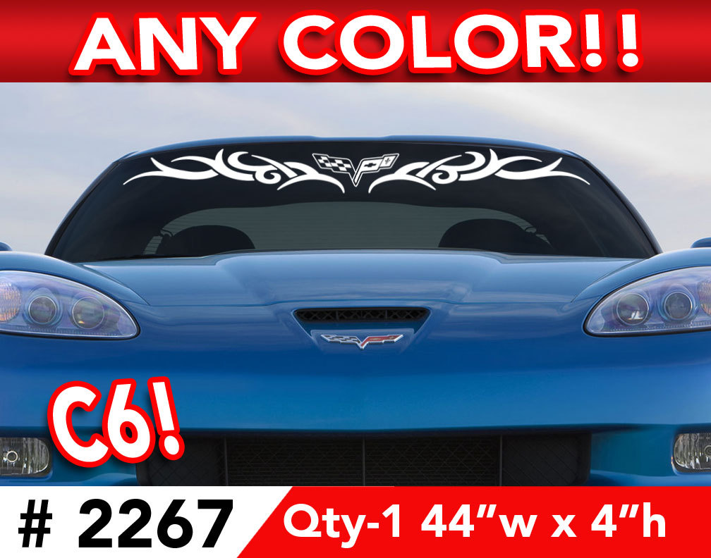 C6 CORVETTE TRIBAL WINDSHIELD DECAL STICKER 44″w x4″h Any 1 Color