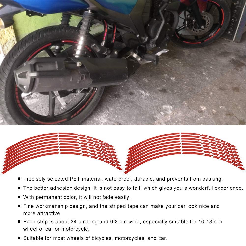 Reflective Wheel Rim Stripe Decal, 16pcs Bike Motorcycle 16-18inch Reflective…