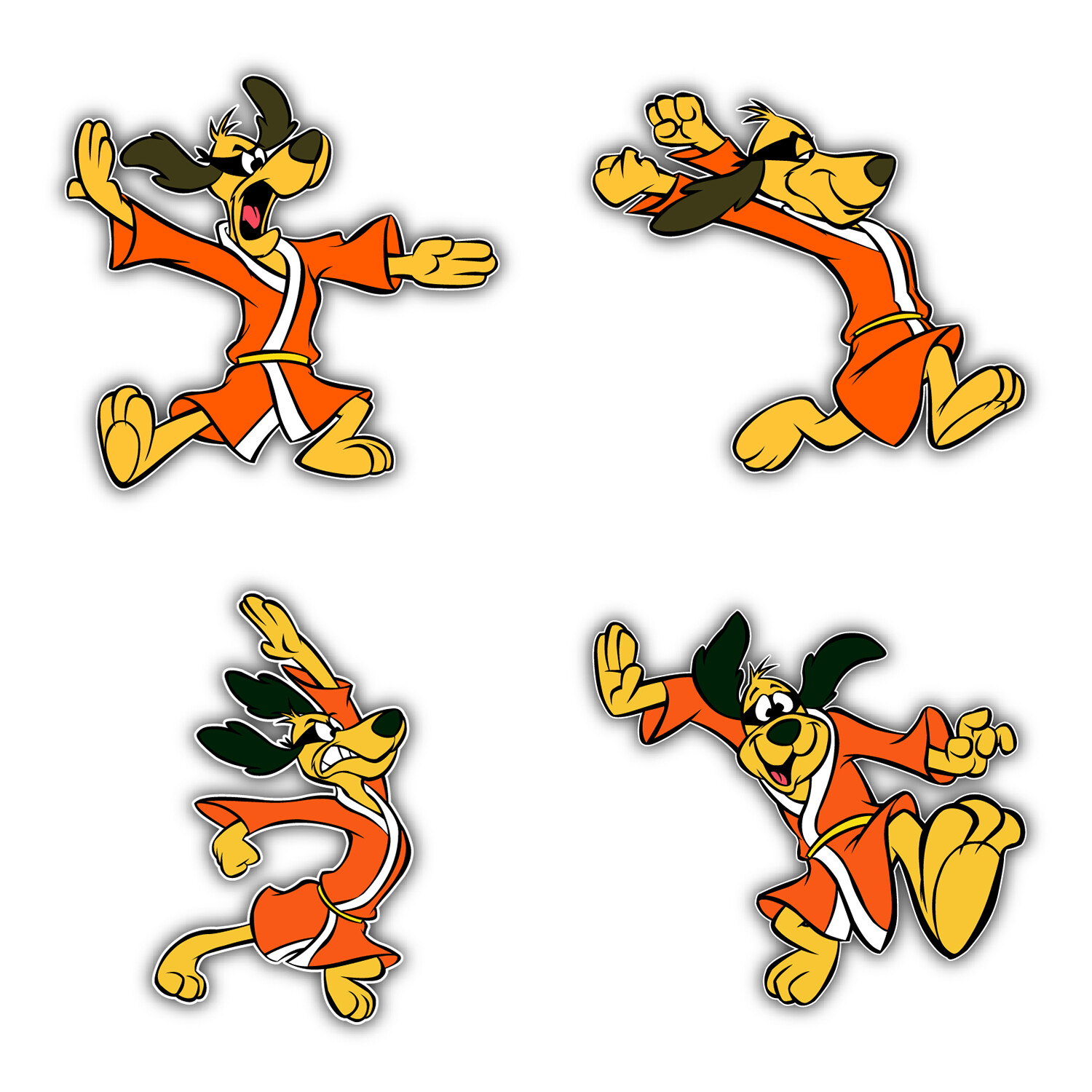 Hong Kong Phooey Cartoon Set Of 4 Vinyl Sticker Decal – 5” longer side ID:3