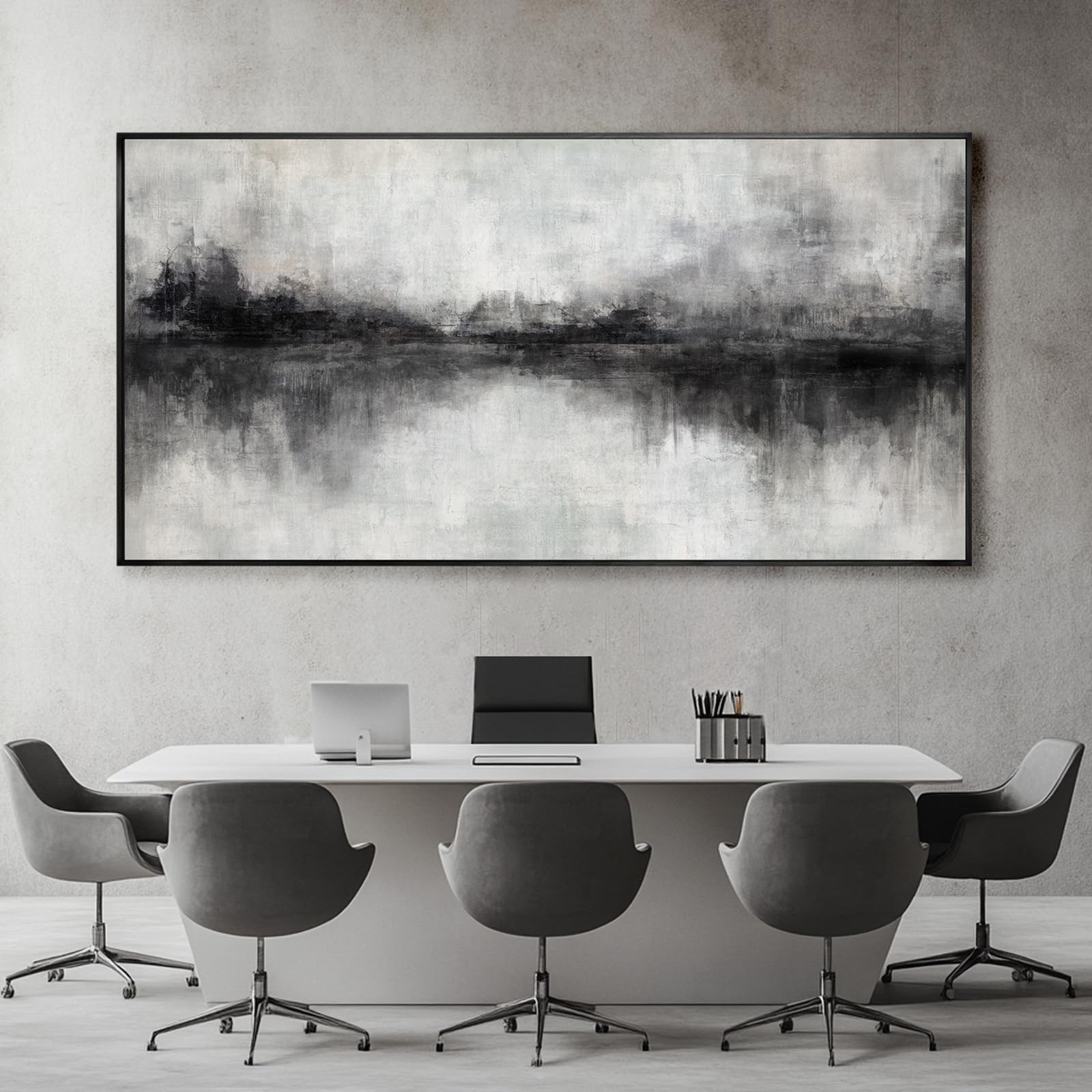 Large Abstract Canvas Wall Art Black and Grey Art Pictures for Wall Decor 29″…