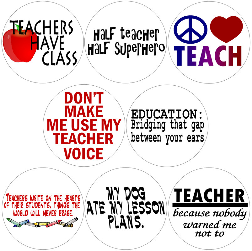 Set of 8 Teacher Circle Stickers 3″ x 3″ – Humor Funny Teach School Teaching
