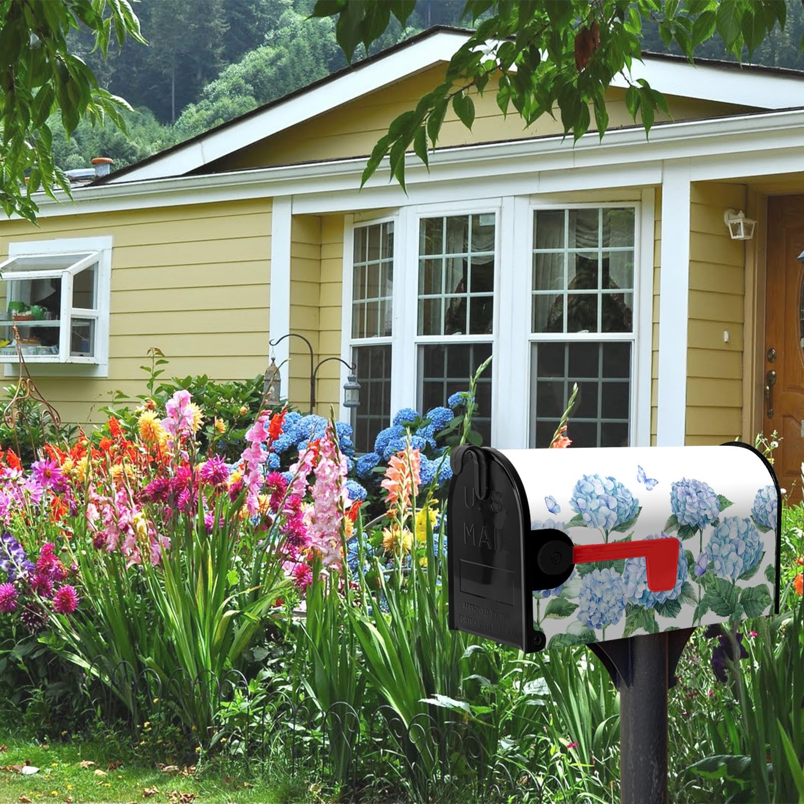 Dacawin Hydrangea Flowers Magnetic Mailbox Cover 21x18inch,