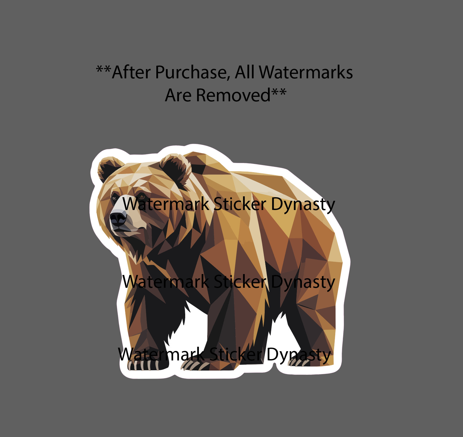 Grizzly Bear Sticker Waterproof Decal Geometric Art Wildlife Nature Gift NEW