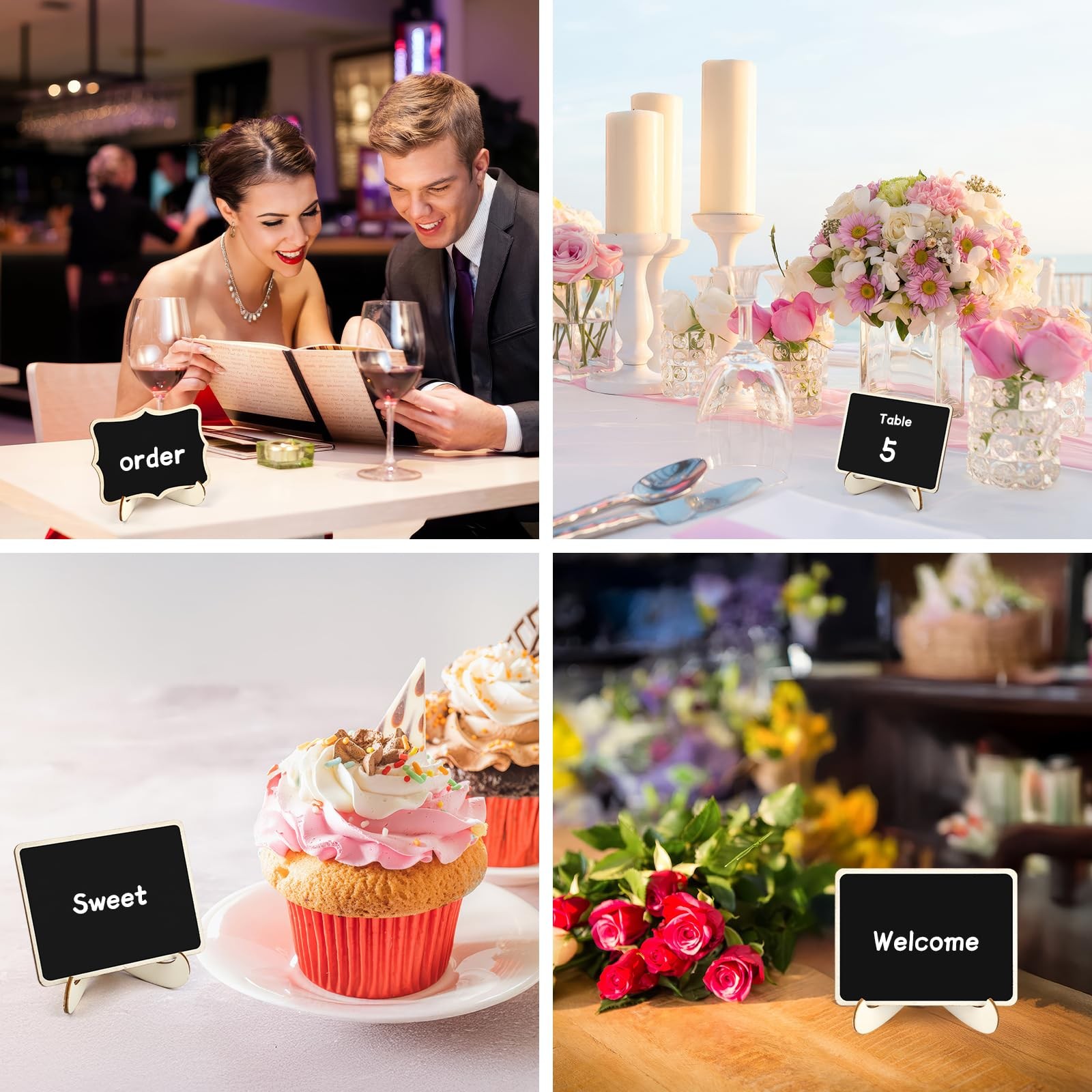 30 Pack Mini Chalkboard Signs, Food Labels for Party Buffet, Small Black