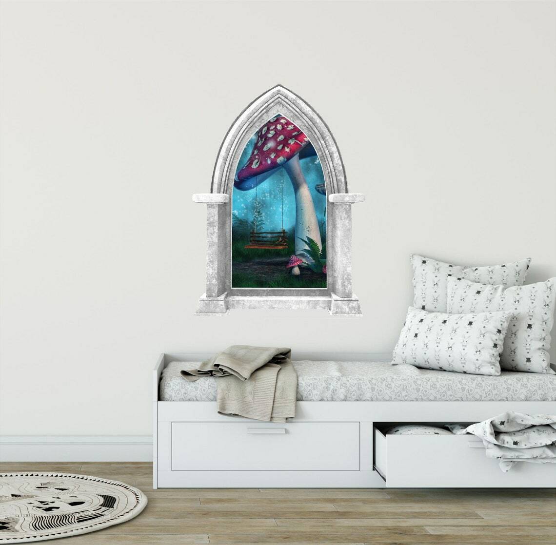 CastleScape Enchanted Mushroom Swing Wall Decal Castle Window Vinyl Wall Sticker
