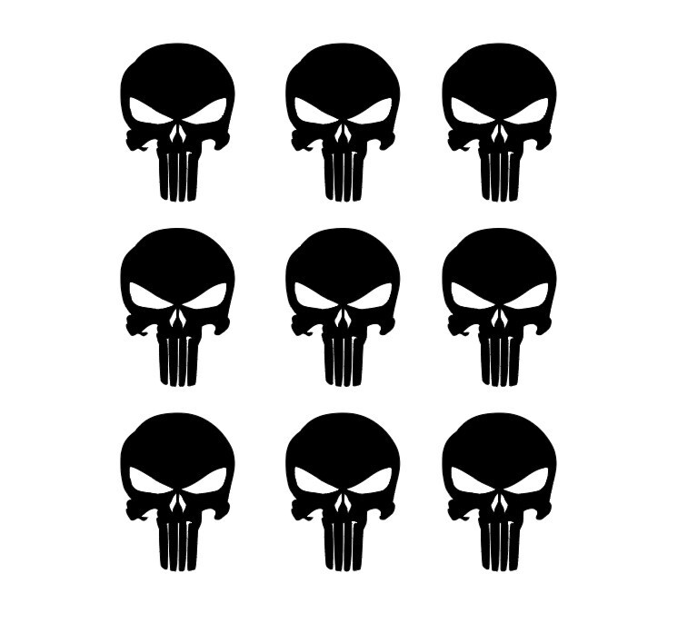 The Punisher Skull Vinyl Decals Phone Helmet Gun Mag 1″ 2″ 3″ Stickers Set of 9