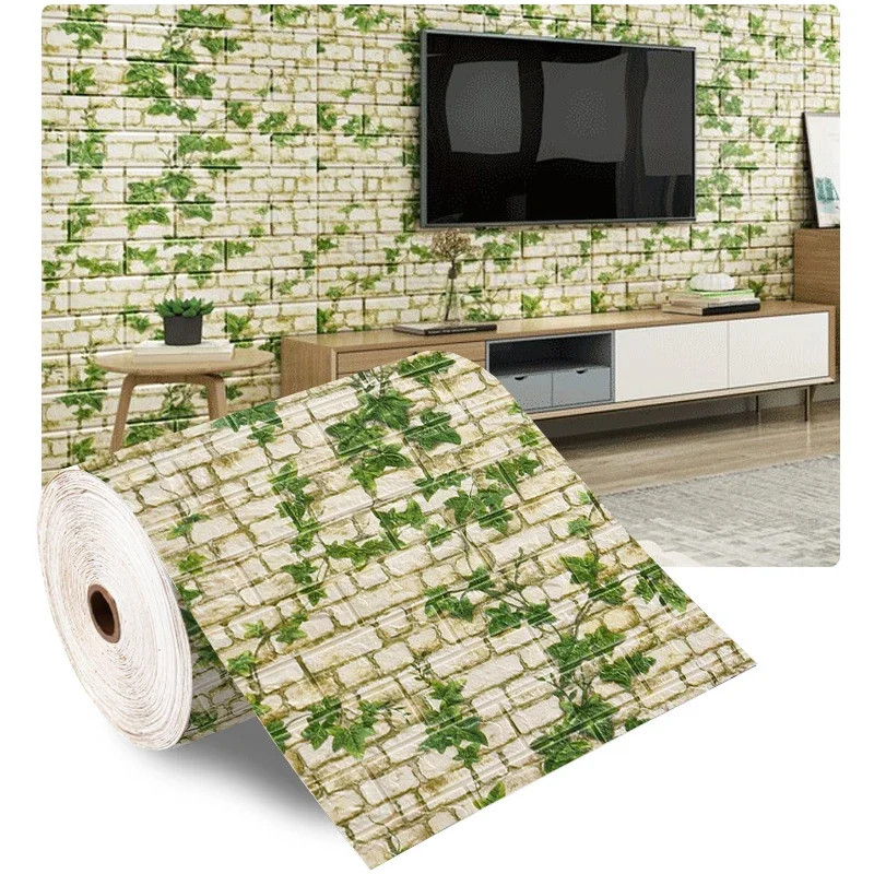 3D Foam Brick Wall Decals Self Adhesive Waterproof Wallpaper for Living Room TV