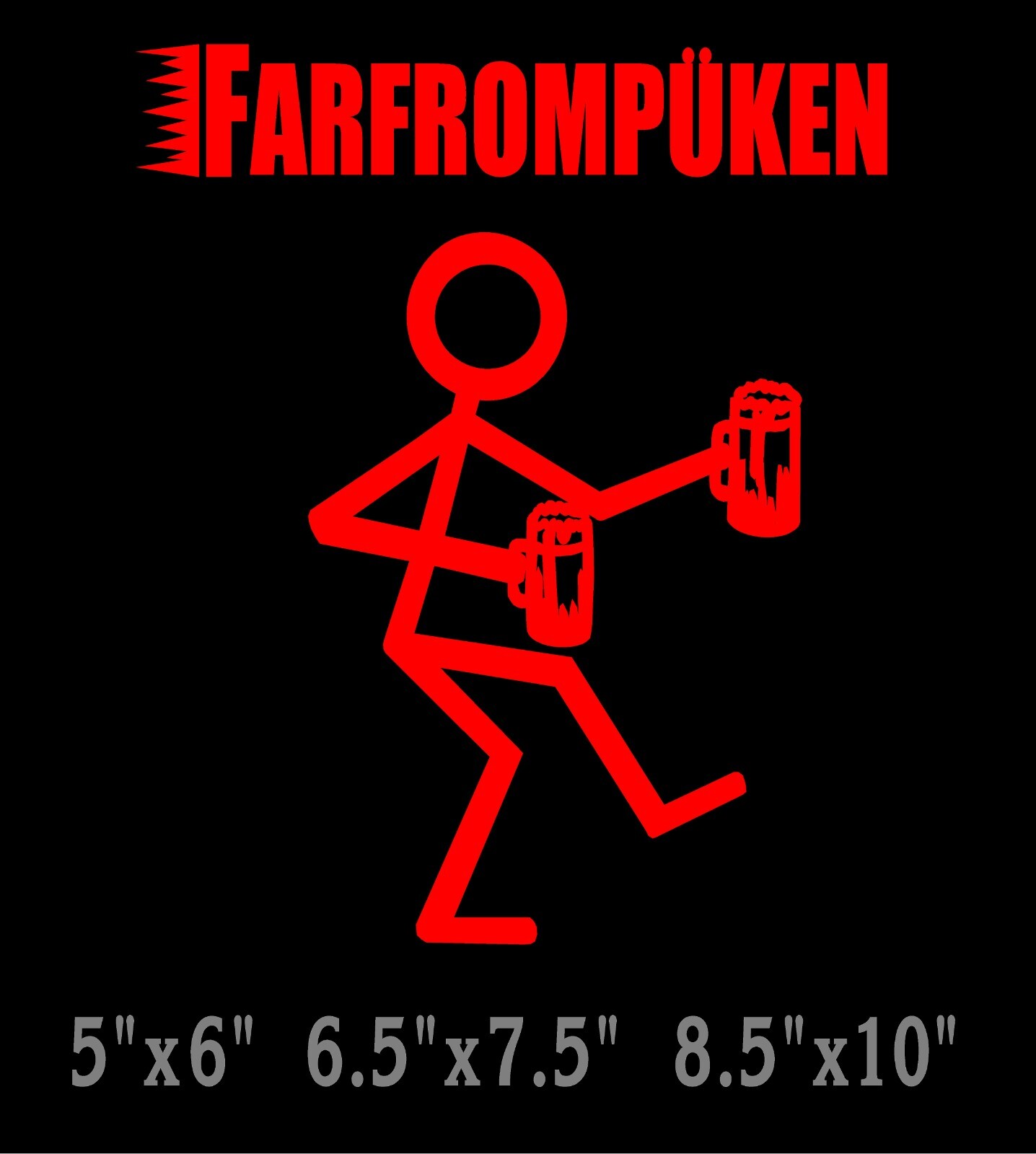 Farfrompuken Decal Stick Person with Beer Mugs funny window vinyl sticker