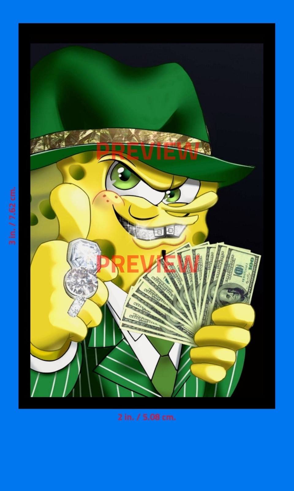 Gangster Spongebob Sticker (GANGSTA SQUAREPANTS) 2×3 in. Adhesive Photo Print