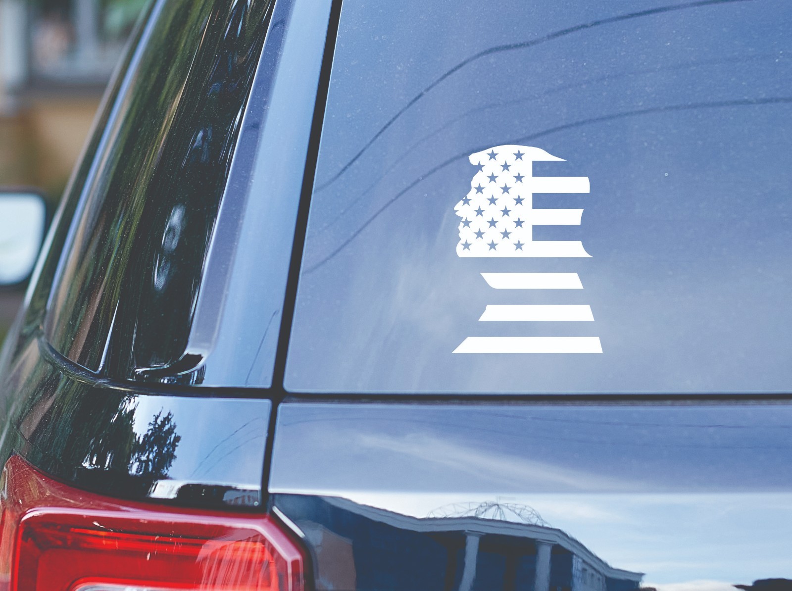 Trump Silhouette W/ Flag Vinyl Decal 5.5″x4″ – Weatherproof, 35+ Colors USA Made