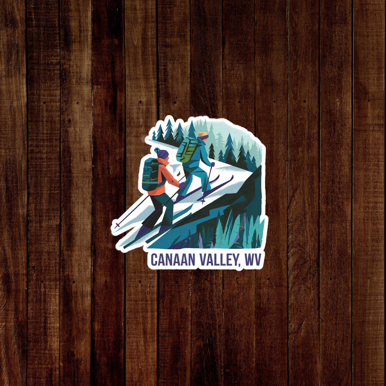 Canaan Valley WV Ski Resort Sticker – Retro Skier Illustration Decal #1784