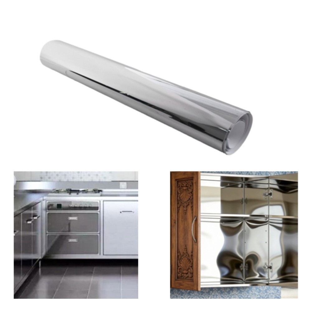 Flexible Mirror Sticker for Wall DIY Decoration 30x100cm Silver PVC Film