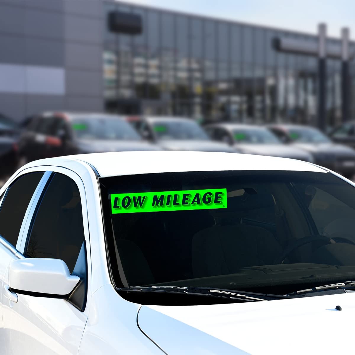 Low Mileage Windshield Stickers, Chartreuse Green, 12Pack