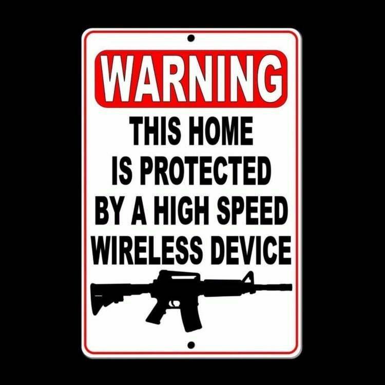 Warning This Home Is Protected By A Wireless Device Sign / Decal security gun