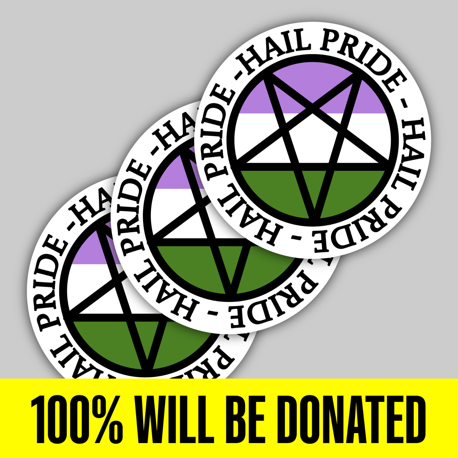 “Hail Pride!” 3 Genderqueer Satanic Sticker Pack (5 inches)