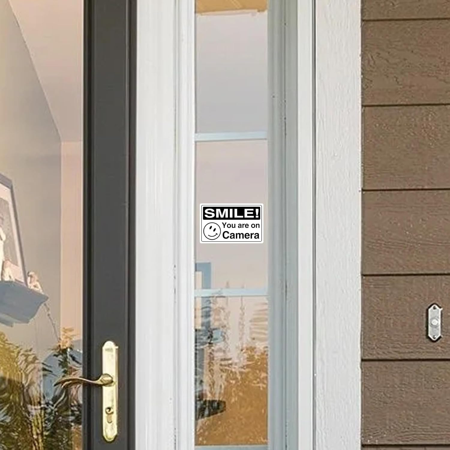 12 Pcs Smile You’Re on Camera Signs Stickers, 8 X 5Cm and 13 X 3Cm Self-Adhesive