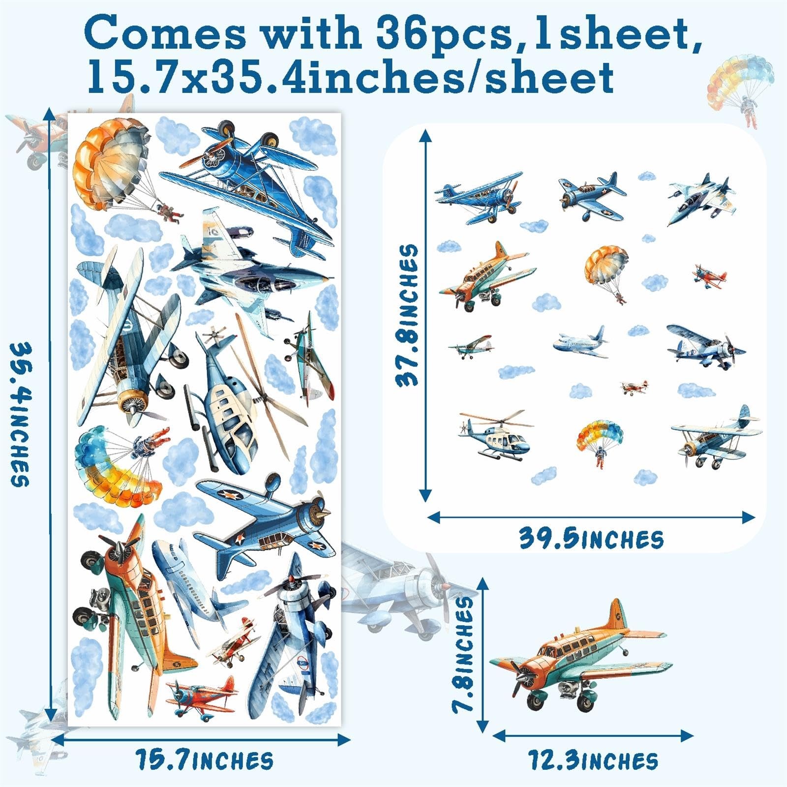 Airplane Wall Stickers Large Airplanes Wall Decals Plane Clouds Decals Aircra…
