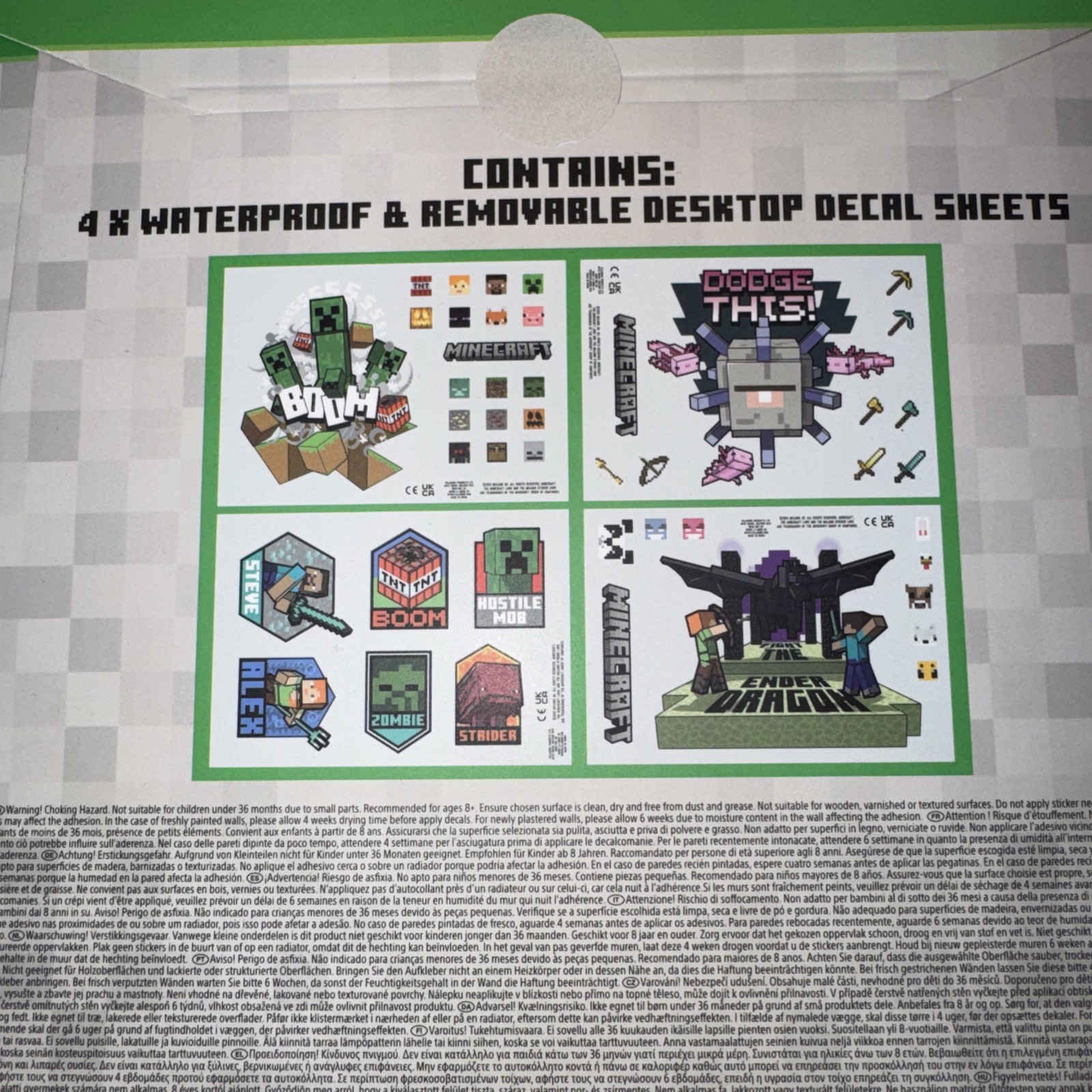 Minecraft Desktop Decals, For Ages 8+