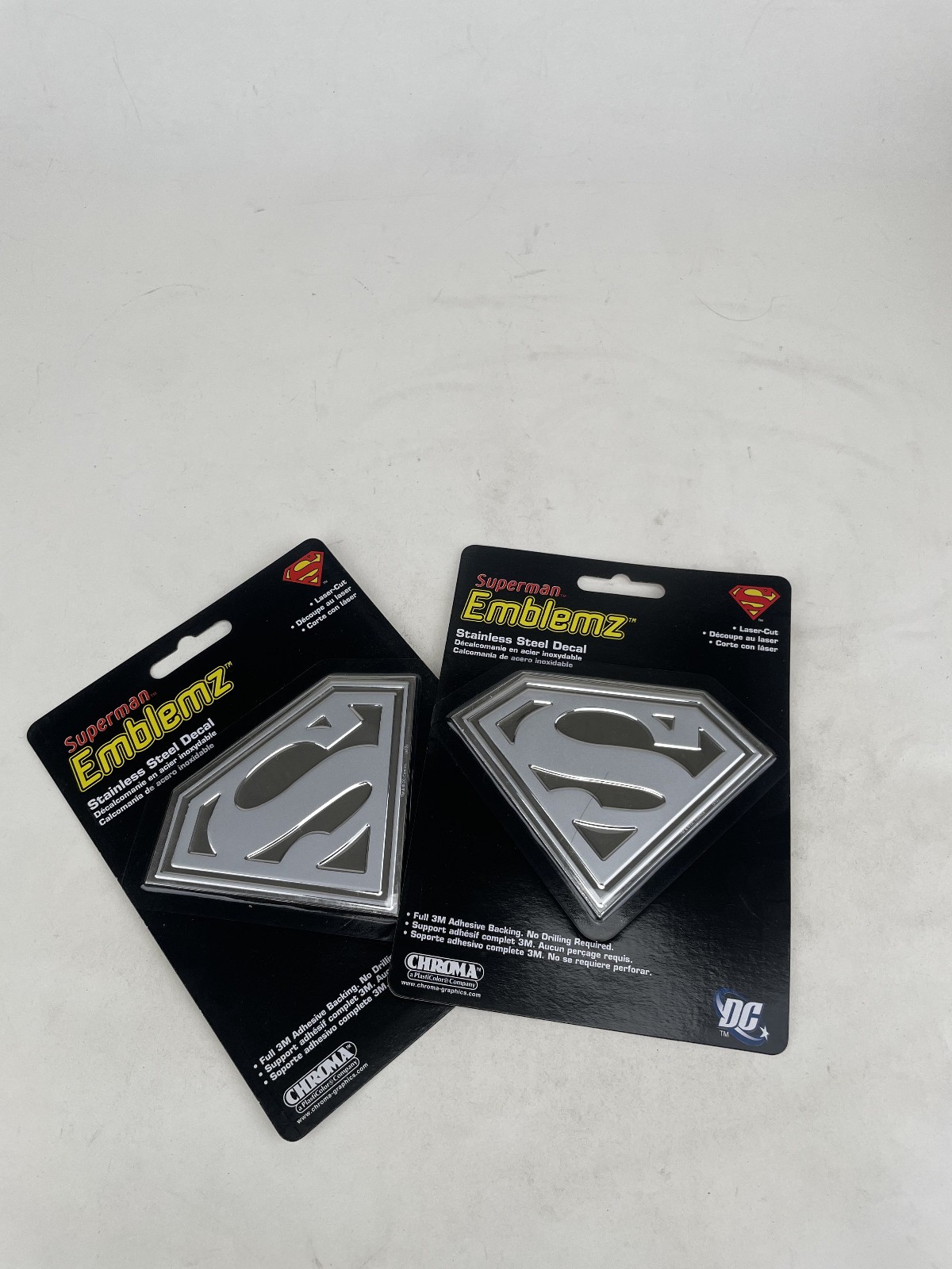 Official Licensed Superman Super Man Stainless Steel Thin Emblem Decal 2 pak