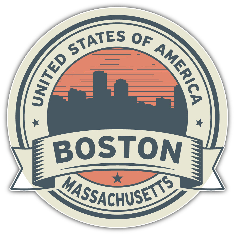 Boston City Massachusetts USA State Retro Badge Car Bumper Sticker Decal “SIZES”