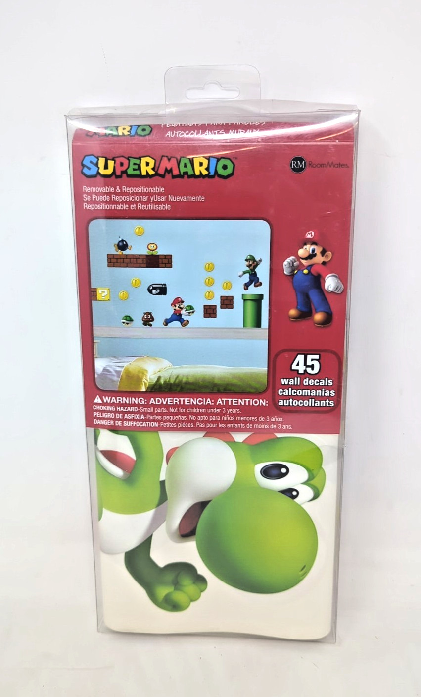 Nintendo SUPER MARIO WALL DECALS 45 Removable & Repositional Stickers RoomMates