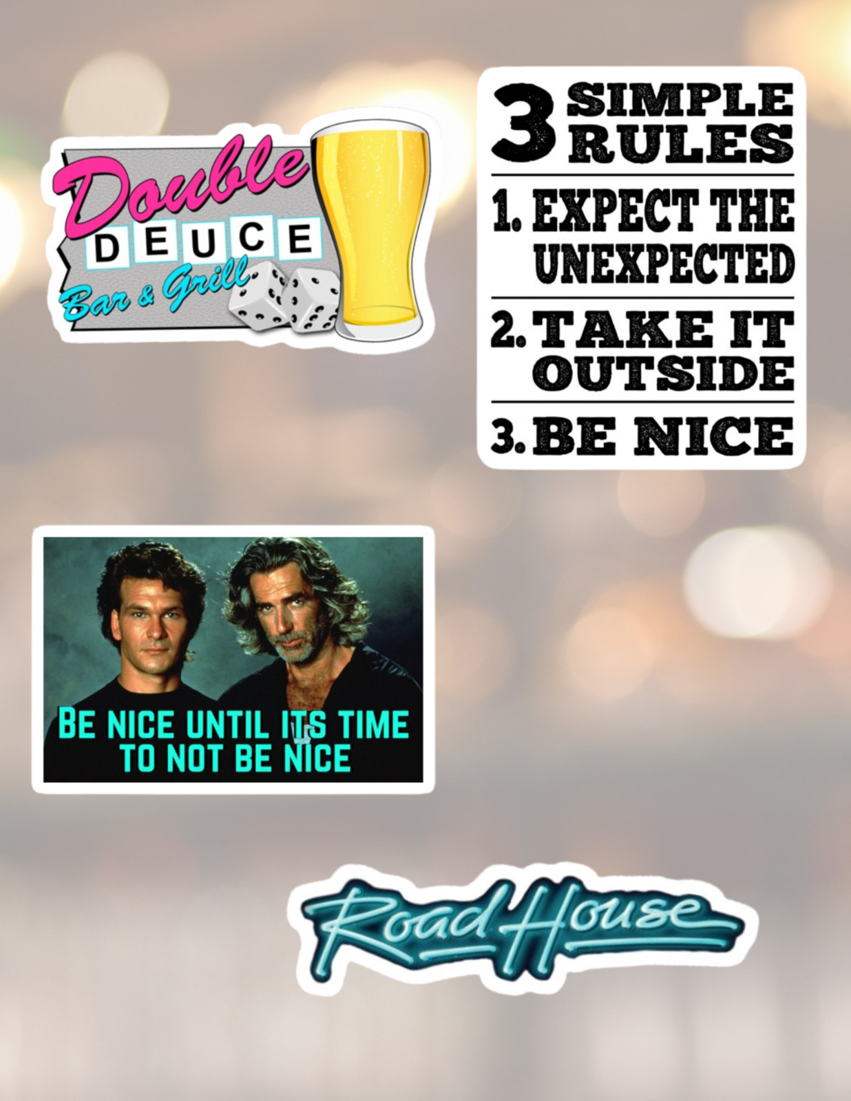 Road House 80’s Movie 4pc Stickers Pack