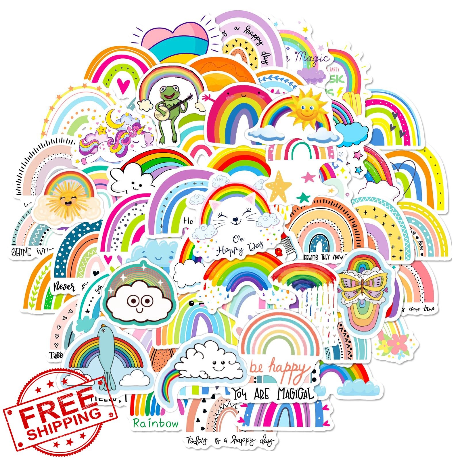 ToytoTou Rainbow Stickers Pack Waterproof Vinyl