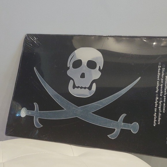 Spiegel sticker mirror reflective skull sword crossbone peel & stick Pirate New