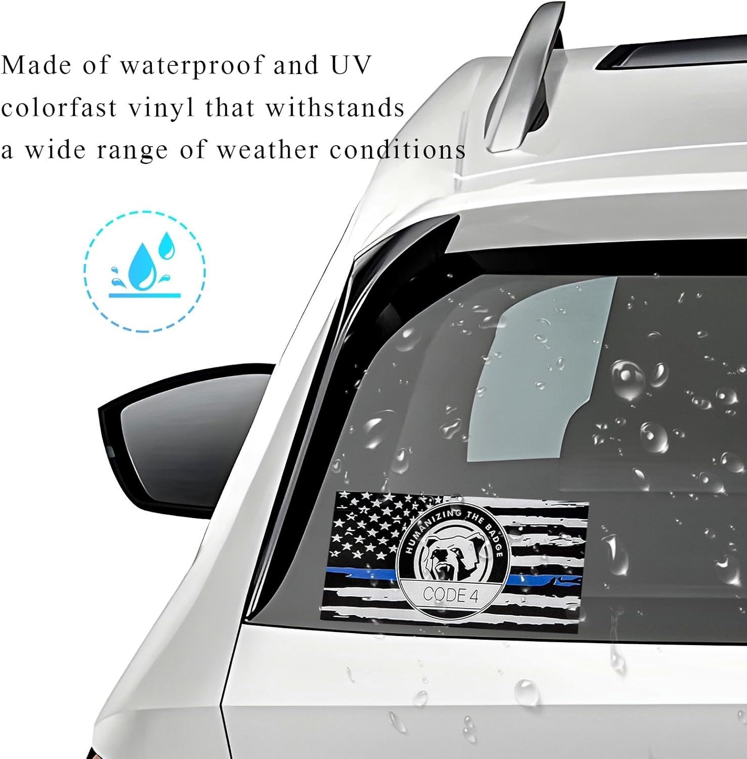 Thin Blue Line Sticker Code 4, Police Support Sticker American Flag