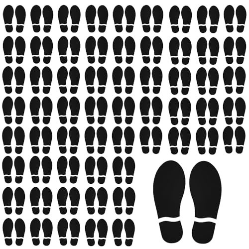 60 Pairs Black Footprint Stickers – 7″ Decals for Floor, Wall, Stairs, Party Gui