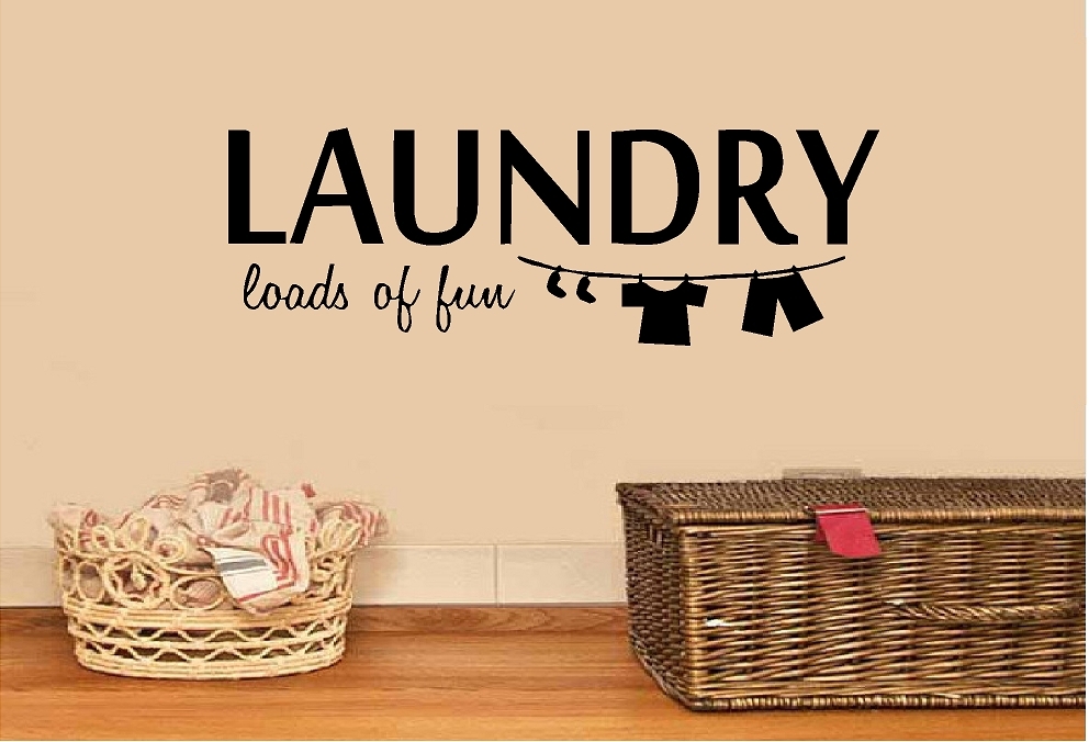 Laundry Loads of Fun w/Clothesline Vinyl Decal Home Décor 10″ x 24″