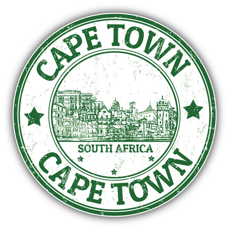 Cape Town South Africa Grunge Rubber Stamp Travel Car Bumper Sticker Decal