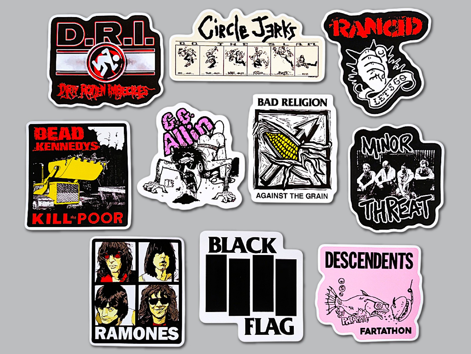 Punk Vinyl Sticker Lot (10 Stickers) SET 27 circle jerks dead kennedys ramones
