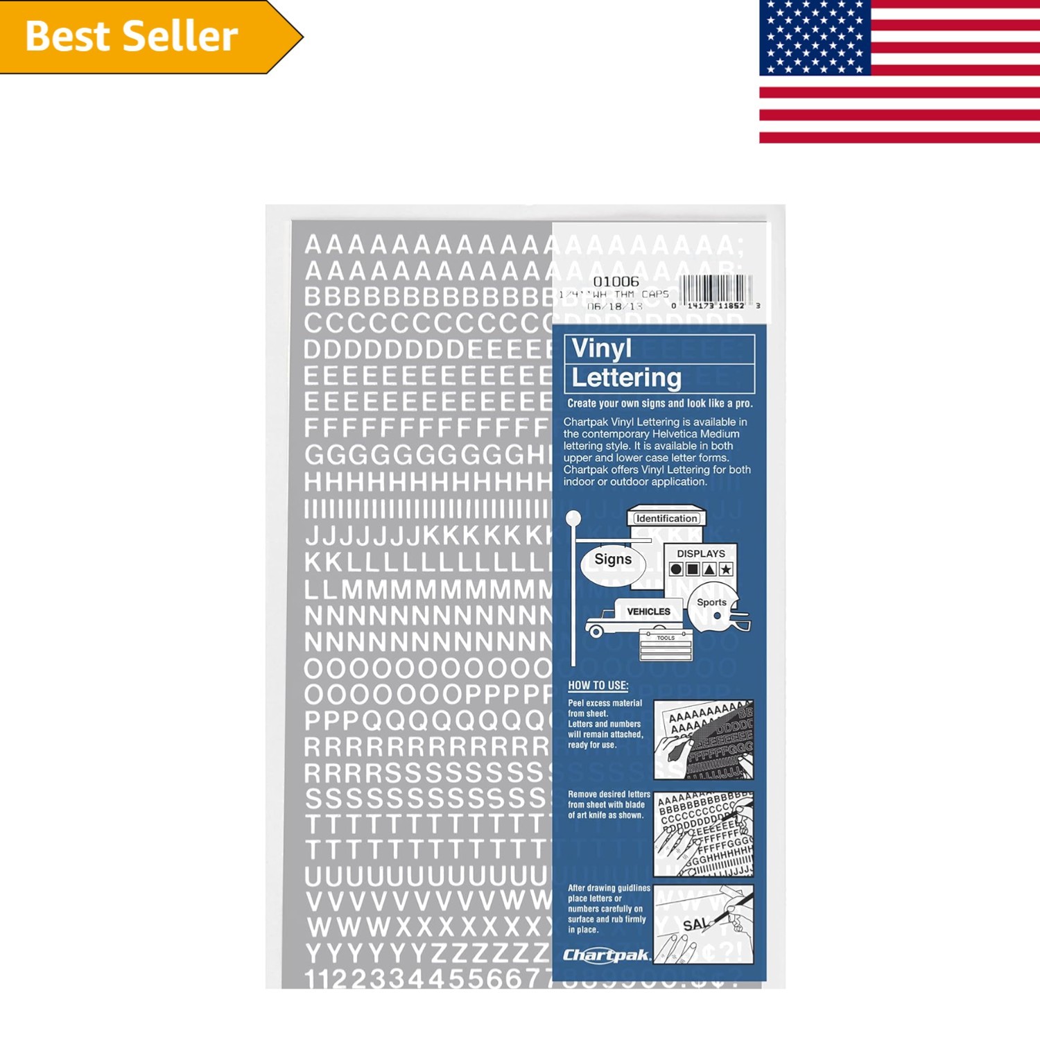 Self-Adhesive Vinyl Letters & Numbers, 1/4″ High – Made in USA, 610 Pcs
