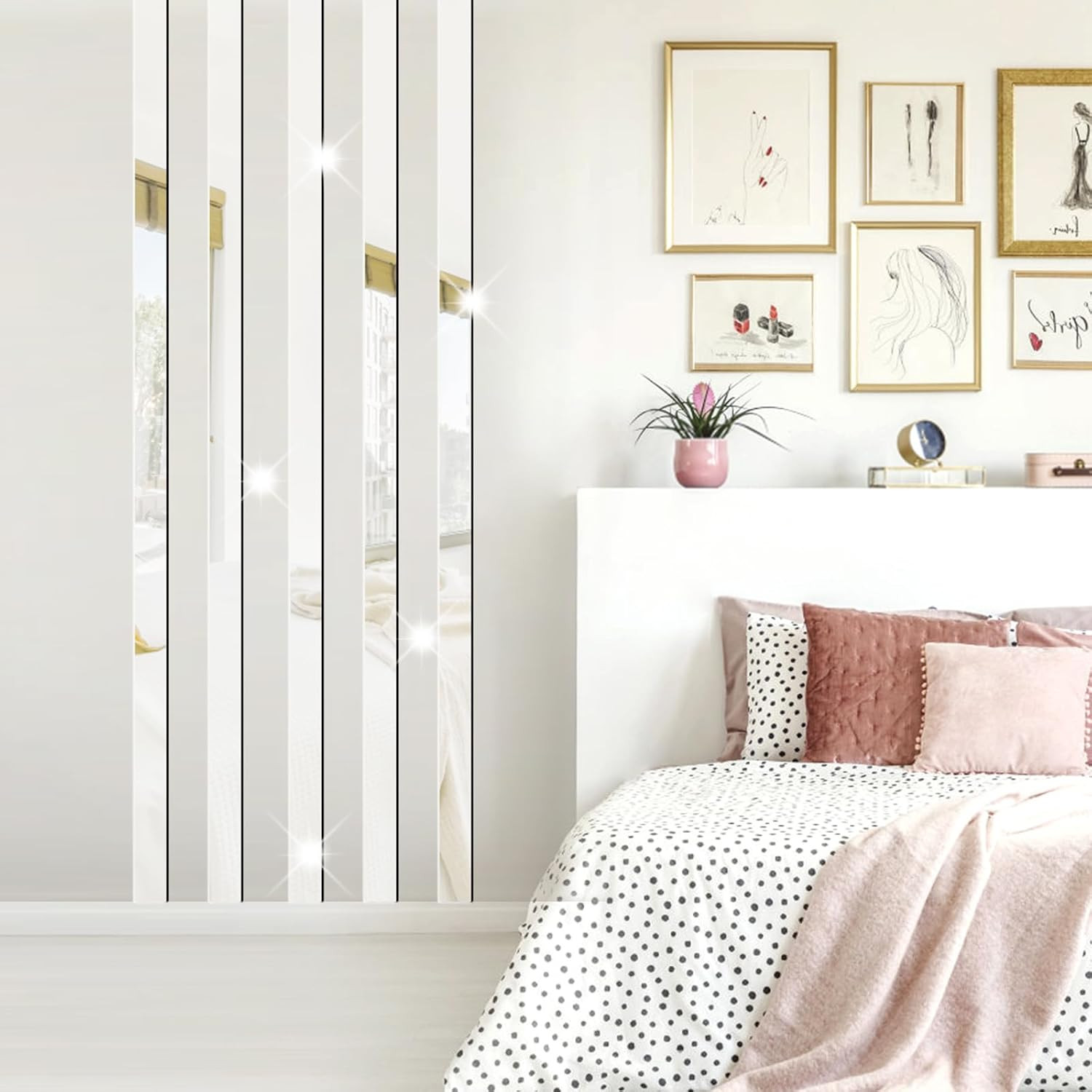 Acrylic Mirror Wall Decor Stickers Strips Mirror for Wall Accent Wall Peel and S
