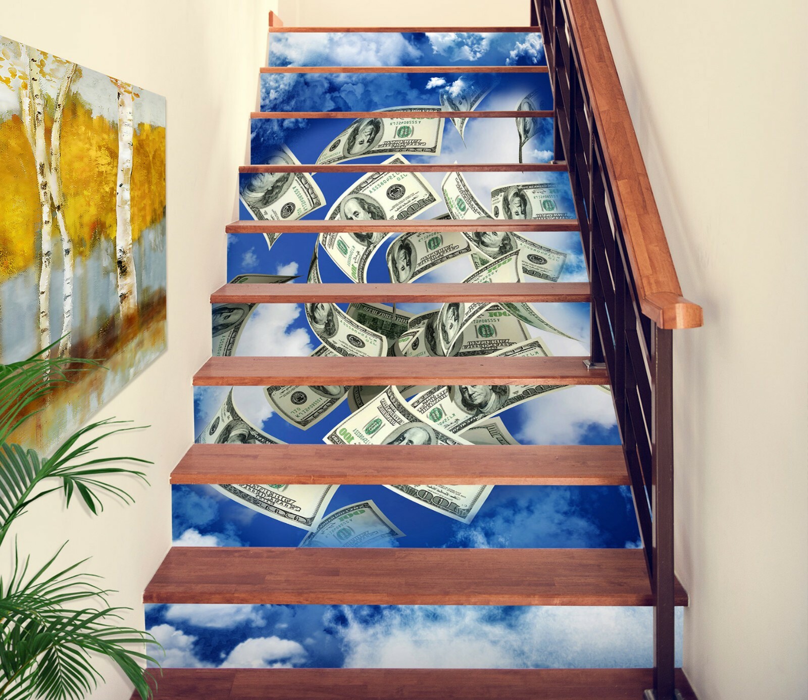 3D Sky Banknote NA219 Stair Risers Decoration Photo Mural Decal Wallpaper Fay