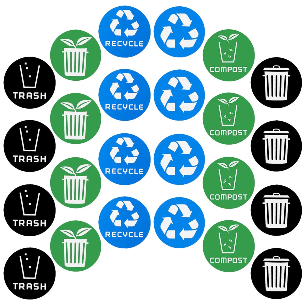 24 PCS Garbage Sorting Decorative Stickers Vinyl Recycle Bin for Trash Bins