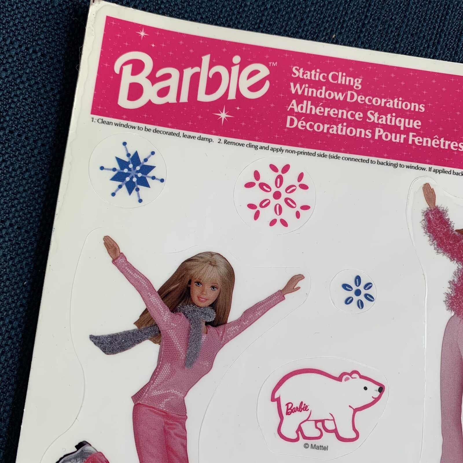 Barbie Static Cling Window Decor Winter Snow Christmas Mattel 1999